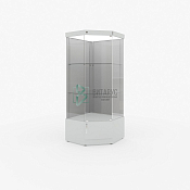 Витрина профессиональная вертикальная угловая пристенная со световым блоком на тумбе